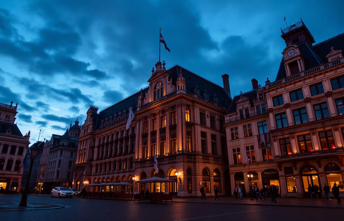 Brussels European quarter at blue hour